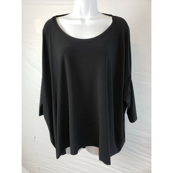 CREA CONCEPT Black Poly stretch Blouse 38/US 8 Lagenlook Oversize Slouch Top - Picture 1 of 6